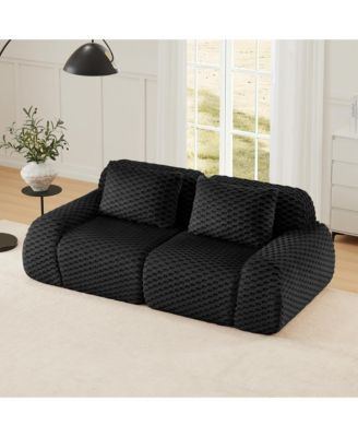 Contemporary 82" Modular Sofa, Flannelette Upholstered 2-Seater Couch with Deep Seat and Anti-Slip Design for Living Room