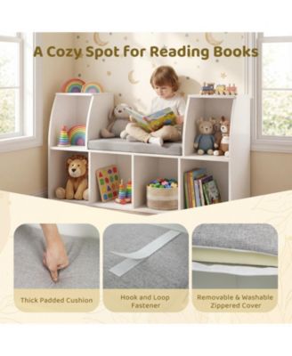 40 in Kids Bookshelf with Reading Nook and Six Open Cubes