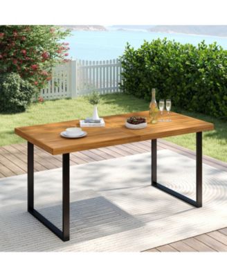 Acacia Wood Rectangular Dining Table for Six People