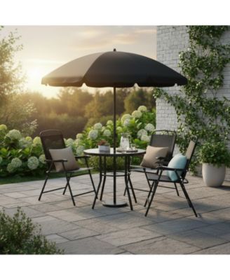 6 Piece Patio Dining Set with Umbrella and Folding Armchairs
