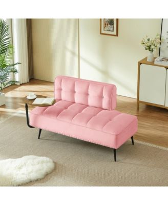 54" Velvet Upholstered Loveseat - 2-Seater Sofa with Rotating Side Table and Memory Foam for Living Room and Bedroom