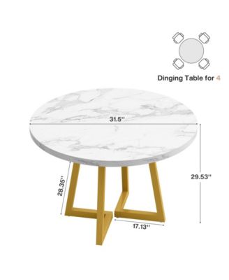 Round Dining Table for 2, 31.5" Industrial Kitchen Table with Metal Base, Small Table for Dining Room