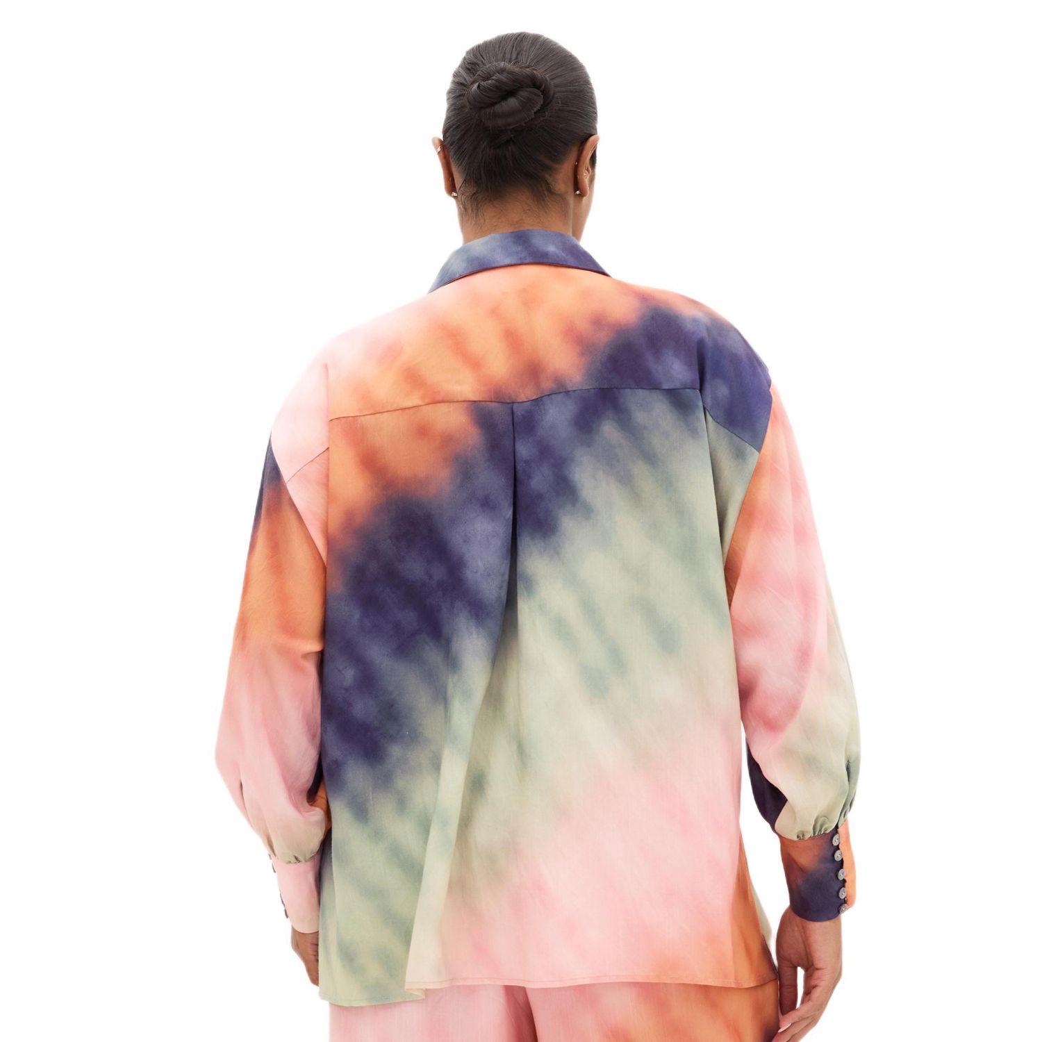 Plus Size Sunset Ombre Print Shirt