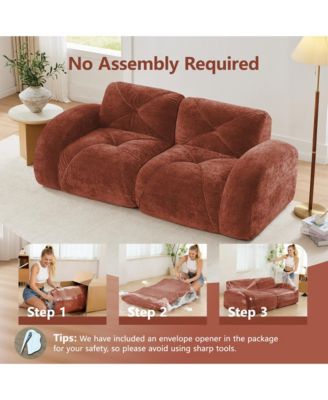 80" Velvet Modular Loveseat Sofa, 2-Seater Tufted Couch with 32D High-Density Sponge and Anti-Slip Bottom for Living Room