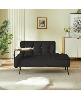 54-Inch Velvet 2-Seater Loveseat Sofa with Swivel Side Table