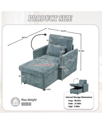 Chenille Lazy Lounge Recliner Chair with Storage, Phone Holder and Side Pockets, Modern Single Leisure Sofa for Living Room and Bedroom