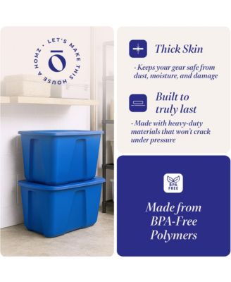 32 Gallon Standard Plastic Storage Container with Secure Lid, 2 Pack