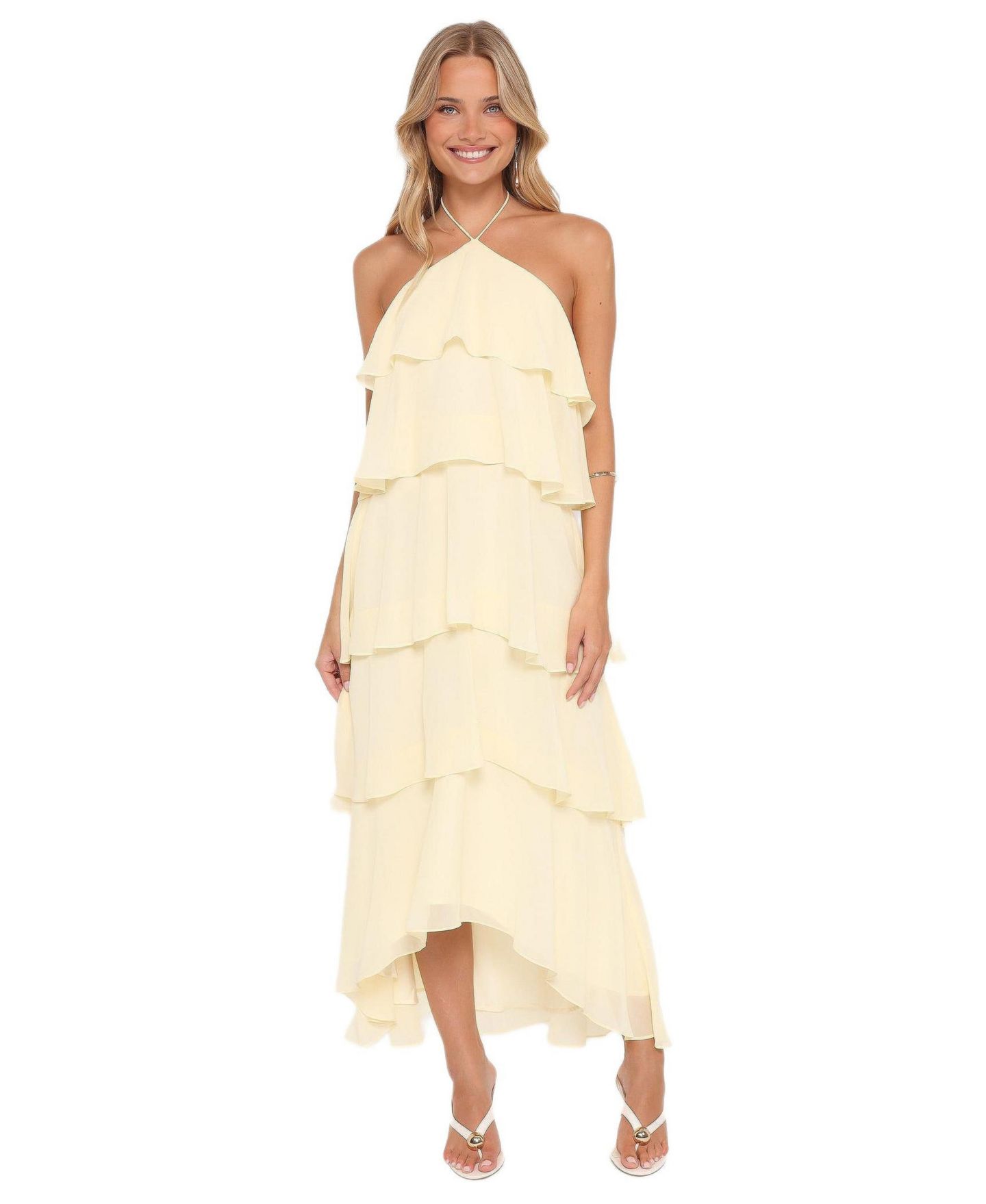 Женское платье Petal and Pup Jonia Halterneck Maxi, цвет: Сливочный жёлтый — фото 1