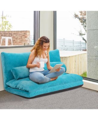 Floor Sofa Bed 6-Position Adjustable Sleeper Lounge Couch with 2 Pillows