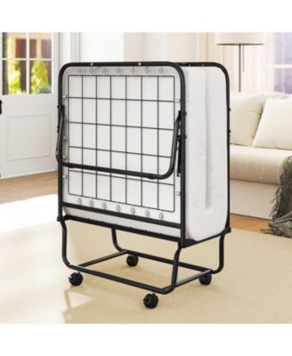 Cot Size Folding Bed Frame with Memory Foam Mattress and Metal Frame