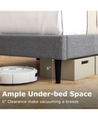 Linen Upholstered Platform Queen Bed Frame with Wingback Headboard