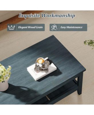 47 in Farmhouse 2-Tier Cocktail Coffee Table with Thickened Top