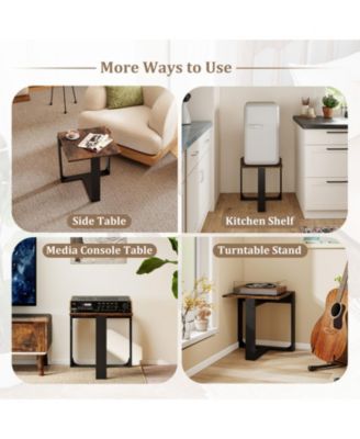 20 in Industrial Square End Table with T-Shaped Metal Base