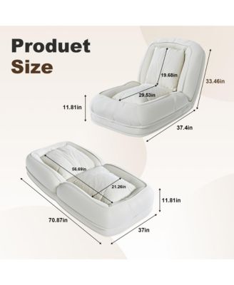 Corduroy Upholstered Folding Lazy Sleeper Sofa, 5-Level Adjustable Reclining Lounge Chair, Soft Accent Chair for Bedroom, Living Room