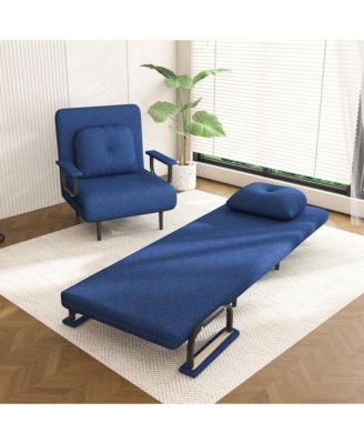 Multi-Function Folding Sleeper Chair with Pillow, 5-Position Adjustable Backrest, 3-in-1 Convertible Sofa Bed for Bedroom, Living Room