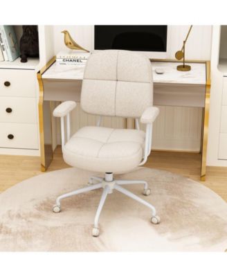 Home Office Chair Leathaire Upholstered Cushioned Back