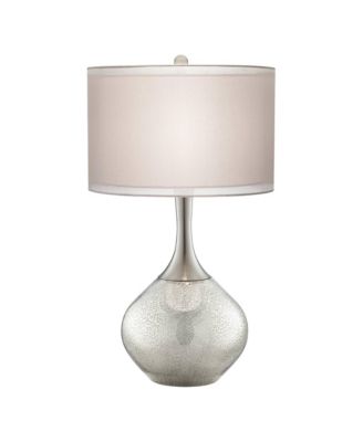 Swift Modern Table Lamp 30 1/2" Tall Mercury Glass with Dimmer Double Drum Shade for Bedroom Living Room House Bedside Nightstand