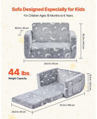 2-in-1 Kids Sofa Glow in the Dark Convertible Toddler Chair and Lounger