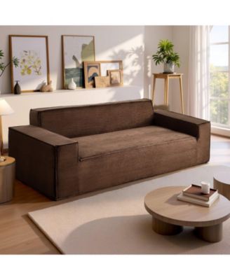 3-Seater Sofa, 83-Inch No Assembly Corduroy Couch with Memory Foam