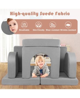 8 Piece Modular Kids Play Couch with Soft Fabric Upholstery