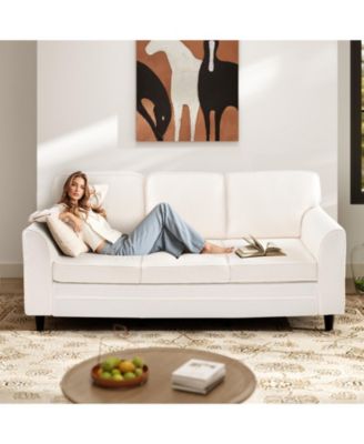 Upholstered Three Seat Sofa with Plush Back Cushions