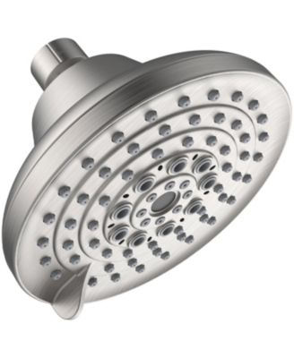 5 Inch Brushed Nickel High Pressure Fixed Shower Head 6 Spray Settings Rain Showerhead with Anti Clogging Nozzles Low Flow Easy Install