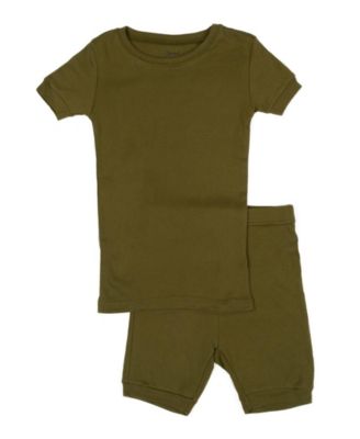 Toddler Matching Family Two Piece Cotton Short Sleeve Shirt and Shorts Solid Color Pajamas 2T-5T