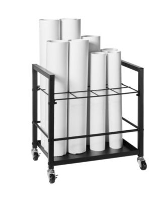 Blueprint Storage Rack, 12 Slots with Wheels, Mobile Blueprint Holder for Office