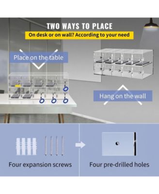 Cell Phone Storage Locker, 10 Slots, Acrylic Wall-Mounted Cabinet with Locks