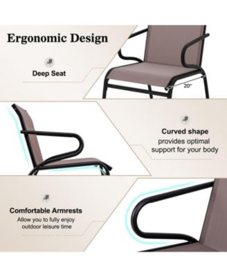 Modern Outdoor Patio Chairs Set of 2 with Breathable Fabric and Metal Frame