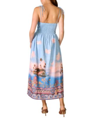 white christmas dresses Sleeveless A-Line Fit & Flare Denim Midi Dress