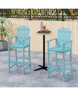 Tall Acacia Wood Adirondack Chair with Armrests and Built-In Footrest