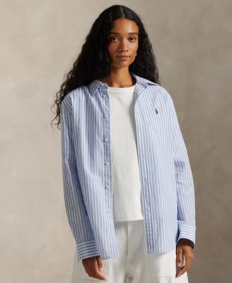 Women's Striped Long-Sleeve Button-Front Shirt