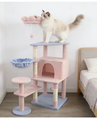 Large Condo Cat Tree with Removable Floral Cushion Hammock