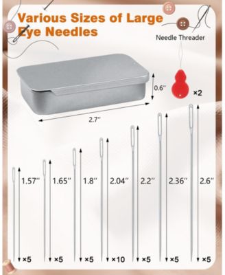 40PCS Stainless Steel Sewing Needles Large Eye Leather Embroidery Threaders Handsewing Crafts