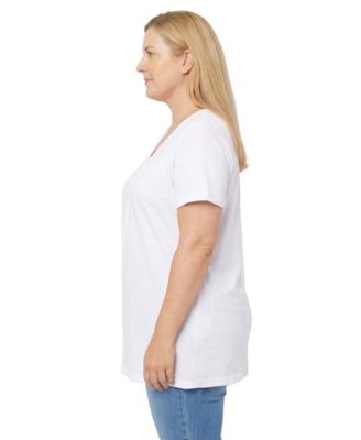 Plus Size Women's Perfect Short-Sleeve Shirred V-Neck Tunic Top