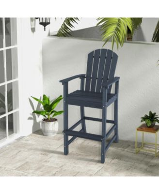  Outdoor Counter Height HDPE Bar Stool with Arms and Footrest