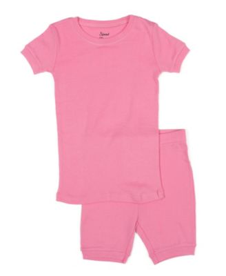 Kids Matching Family Two Piece Cotton Short Sleeve Shirt and Shorts Solid Color Pajamas 6-14