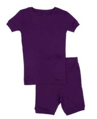 Kids Matching Family Two Piece Cotton Short Sleeve Shirt and Shorts Solid Color Pajamas 6-14
