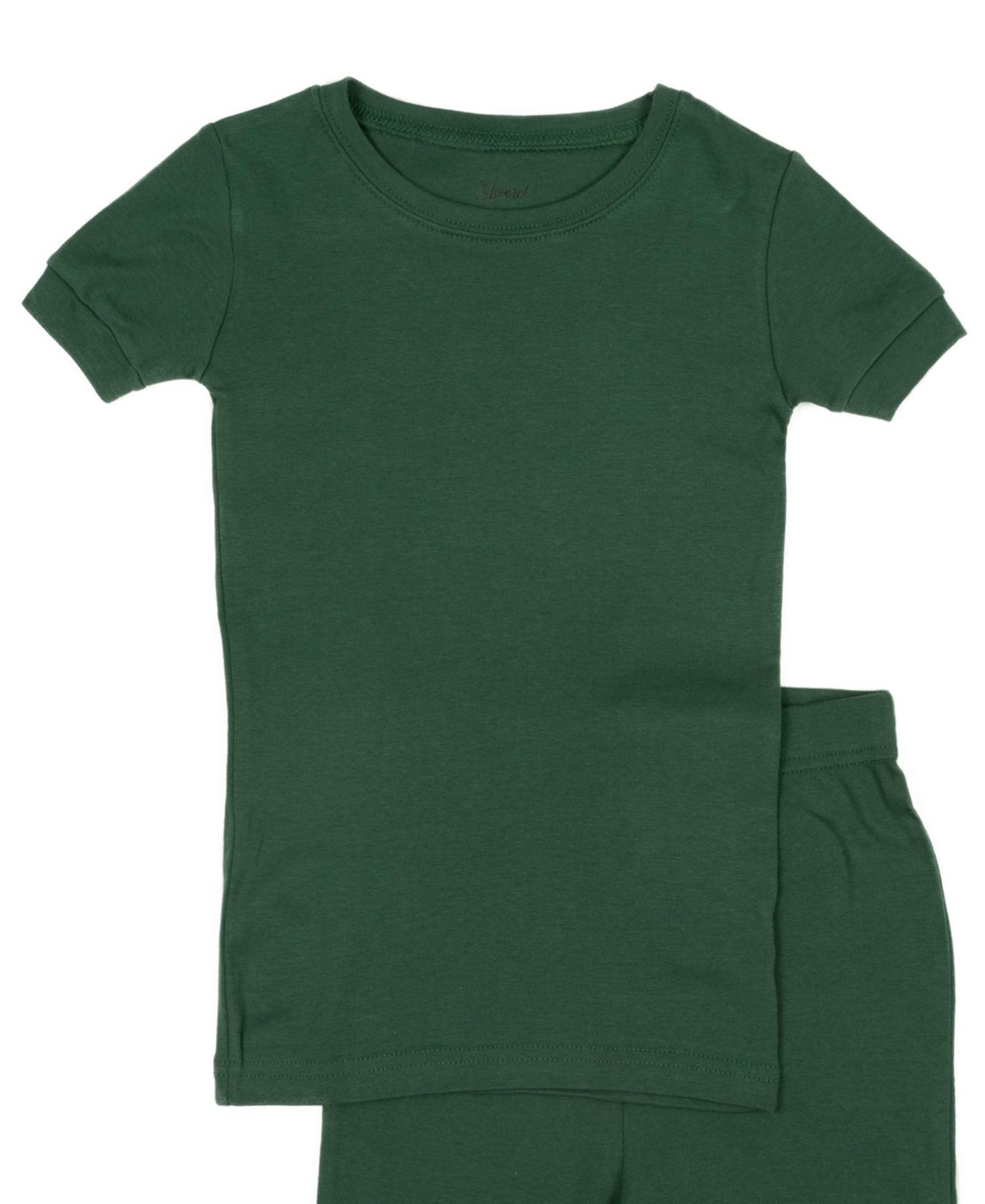 Kids Matching Family Two Piece Cotton Short Sleeve Shirt and Shorts Solid Color Pajamas 6-14