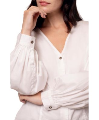 Women's V Neck Button Through Blouse