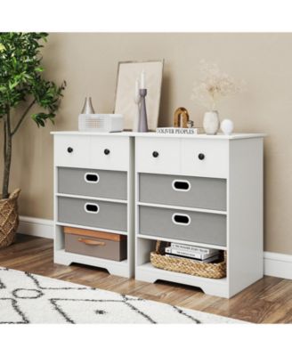 4-Drawer Storage Dresser with Open Shelves Modern Design