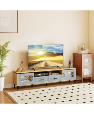 Farmhouse TV Stand for TVs up to 80 in with Two Drawers