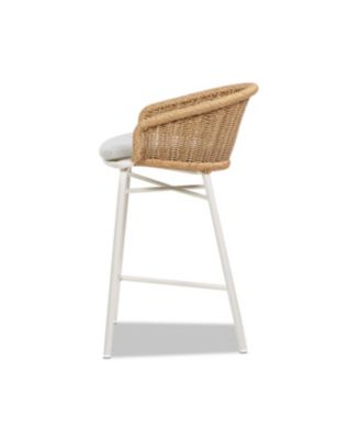 Santorini 28" Wicker Back Outdoor Bar Stool with Cushion, Patio Bar Chair Set of 2