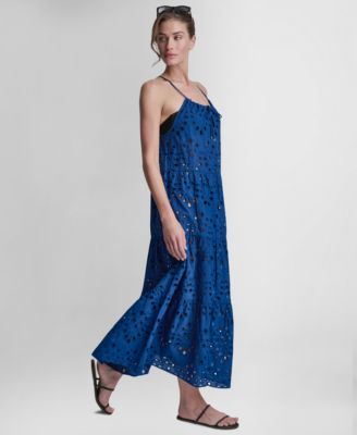 Women's Tiered Eyelet Maxi Dress Swim Cover-Up