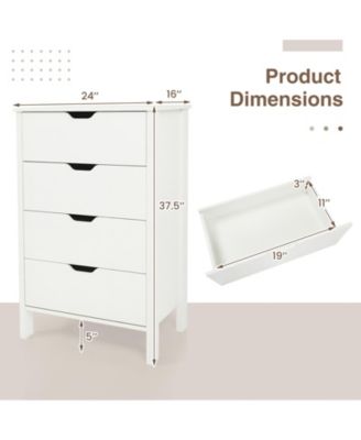 4-Drawer Nightstand Dresser Solid Wood with Anti-Tip Device