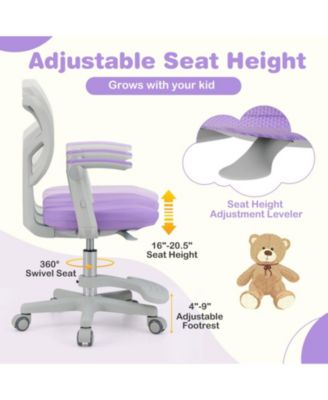 Adjustable Children Desk Chair with Y-Shaped Lumbar Support and Footrest