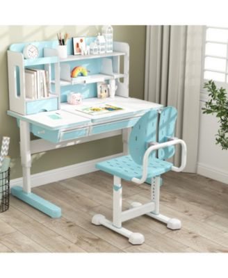 5-Position Height-Adjustable Study Chair with Dual Back Support for Kids