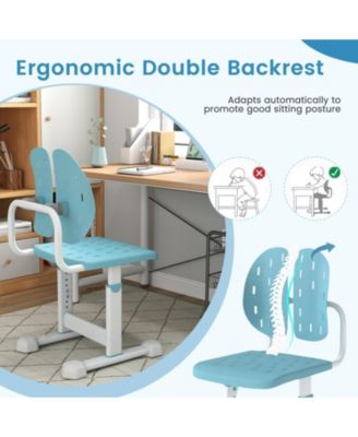 5-Position Height-Adjustable Study Chair with Dual Back Support for Kids