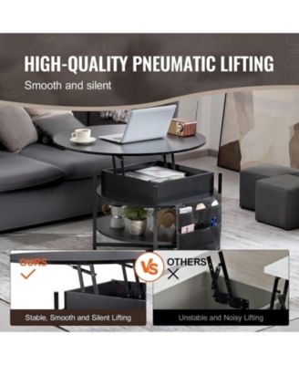 Lift Top Coffee Table, 35.3 in Round, with Extra Storage for Living Room